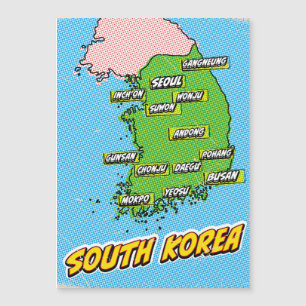 Pop Art Illustrated South Korea map