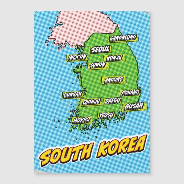 Pop Art Illustrated South Korea map (Front)