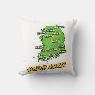 Pop Art Illustrated South Korea map Cushion