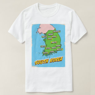 Pop Art Illustrated South Korea map T-Shirt