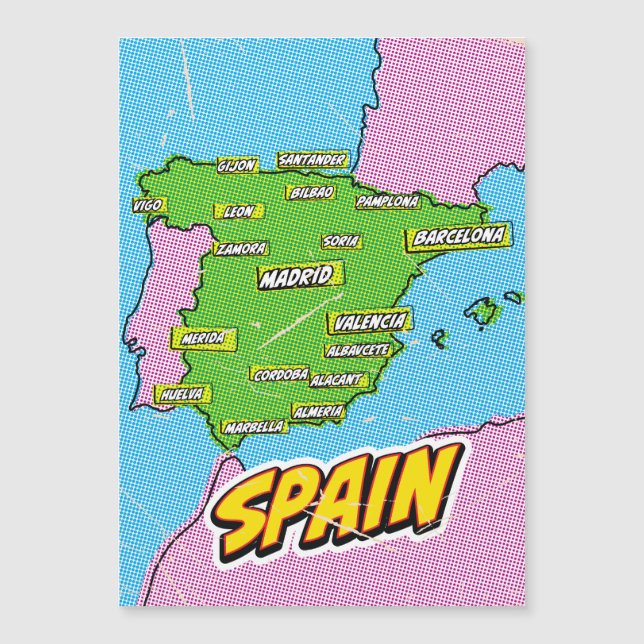 Pop Art Illustrated Spain map (Front)