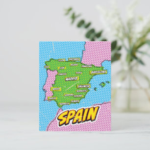 Pop Art Illustrated Spain map