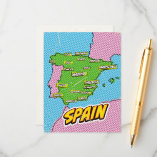 Pop Art Illustrated Spain map Enclosure Card