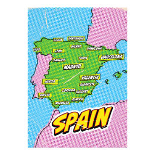 Pop Art Illustrated Spain map Photo Print