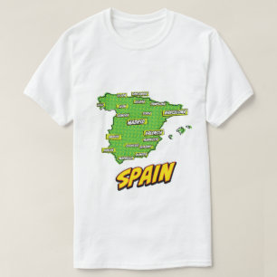 Pop Art Illustrated Spain map T-Shirt