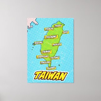 Pop Art Illustrated Taiwan map Canvas Print