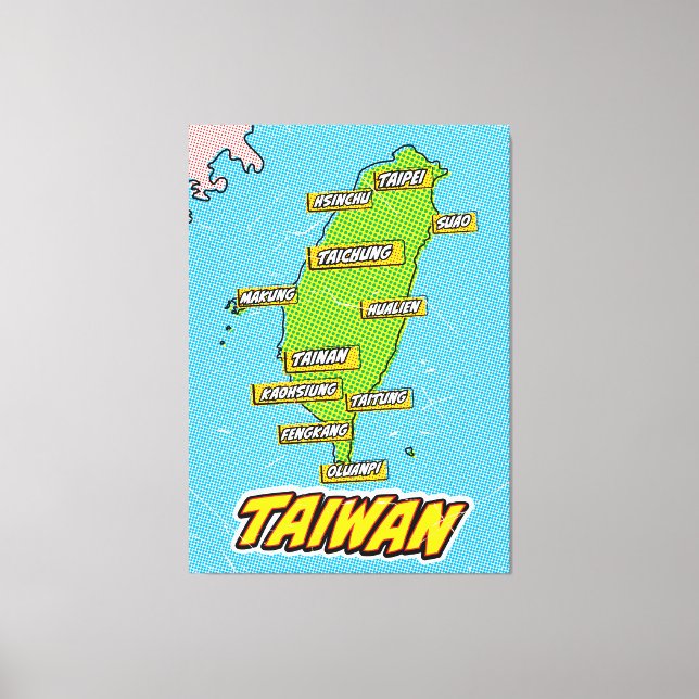 Pop Art Illustrated Taiwan map Canvas Print (Front)
