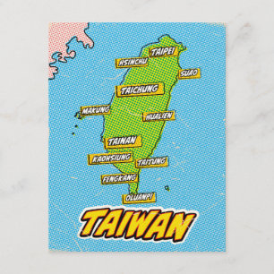 Pop Art Illustrated Taiwan map Enclosure Card