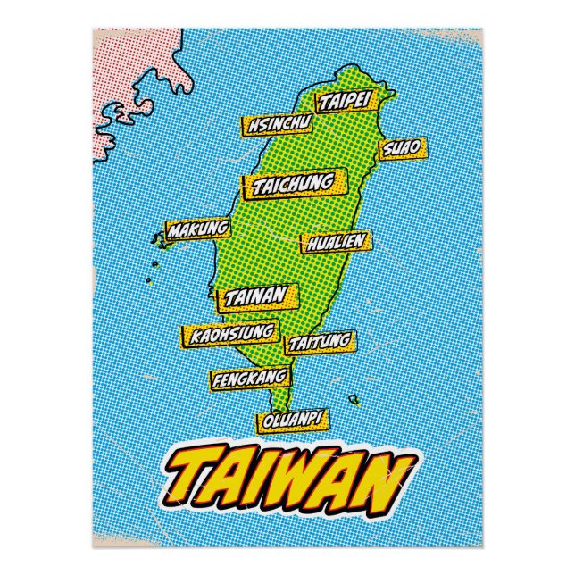 Pop Art Illustrated Taiwan map Poster (Front)