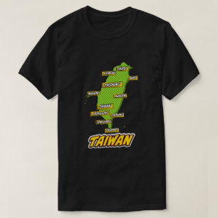 Pop Art Illustrated Taiwan map T-Shirt