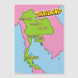 Pop Art Illustrated Thailand map