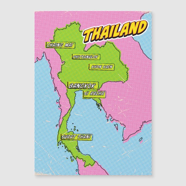 Pop Art Illustrated Thailand map (Front)