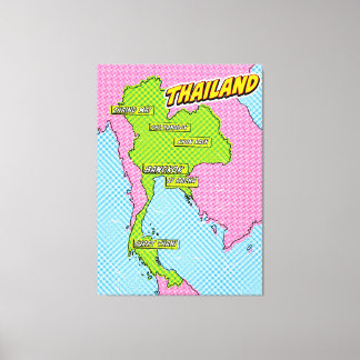 Pop Art Illustrated Thailand map Canvas Print