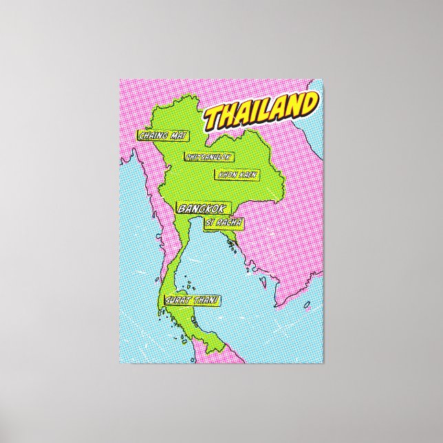 Pop Art Illustrated Thailand map Canvas Print (Front)