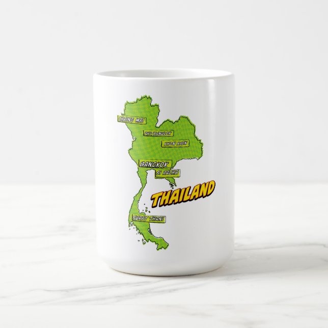 Pop Art Illustrated Thailand map Coffee Mug (Center)