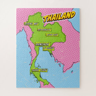 Pop Art Illustrated Thailand map Jigsaw Puzzle