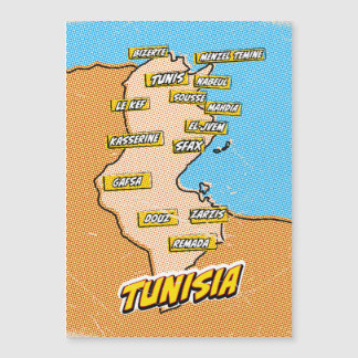 Pop Art Illustrated Tunisia map