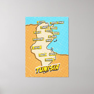Pop Art Illustrated Tunisia map Canvas Print