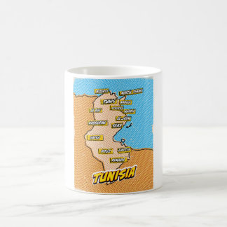 Pop Art Illustrated Tunisia map Coffee Mug