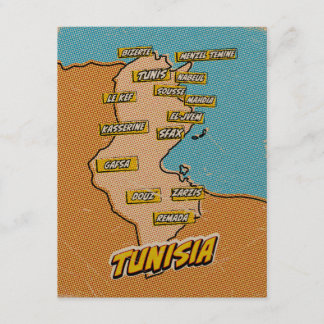 Pop Art Illustrated Tunisia map Enclosure Card
