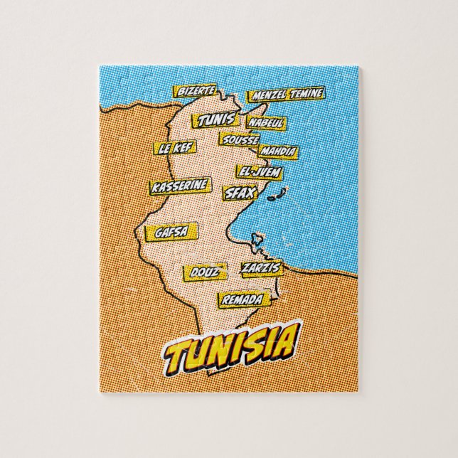 Pop Art Illustrated Tunisia map Jigsaw Puzzle (Vertical)