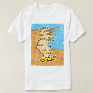 Pop Art Illustrated Tunisia map T-Shirt
