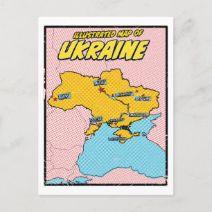 Pop Art Illustrated Ukraine Holiday Postcard