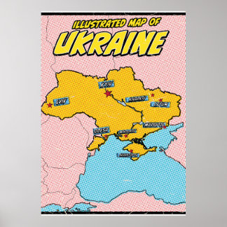 Pop Art Illustrated Ukraine Poster