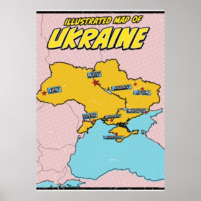 Pop Art Illustrated Ukraine  Poster (Front)