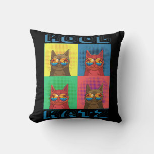 Pop Art Illustration of Cool Cats Wearing Sunglass Cushion
