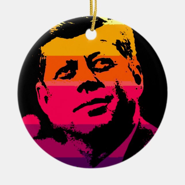 Pop Art Jack JFK John F. Kennedy Ceramic Tree Decoration (Front)