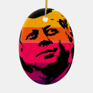 Pop Art Jack JFK John F. Kennedy Ceramic Tree Decoration