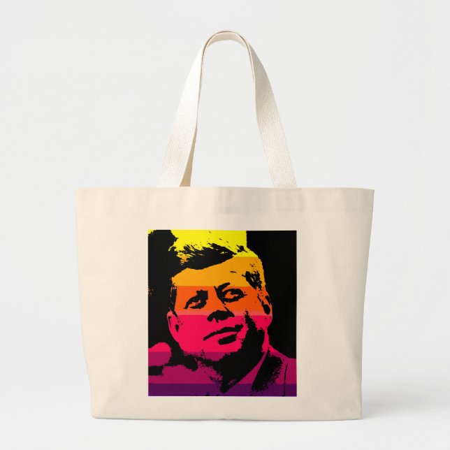 Pop Art Jack JFK John F. Kennedy Large Tote Bag (Front)