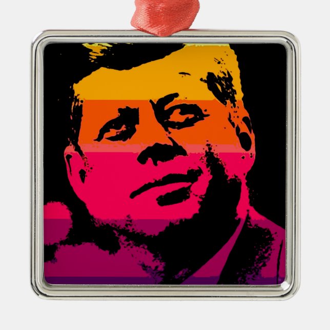 Pop Art Jack JFK John F. Kennedy Metal Tree Decoration (Front)