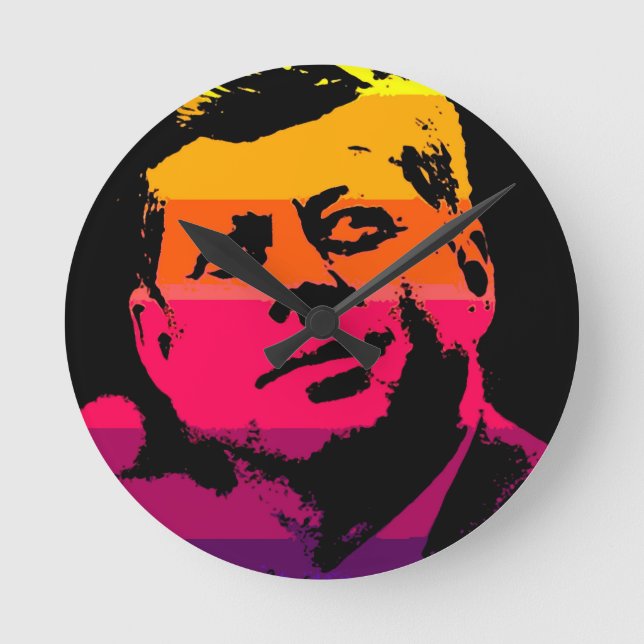 Pop Art Jack JFK John F. Kennedy Round Clock (Front)