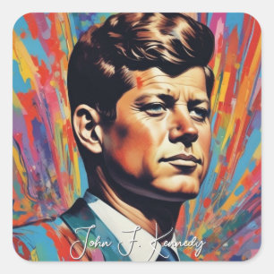 Pop Art Jack JFK John F. Kennedy Square Sticker