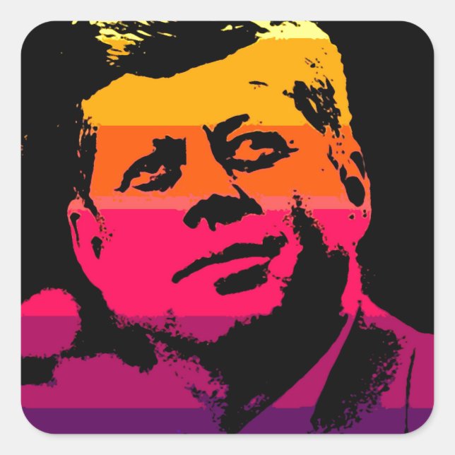 Pop Art Jack JFK John F. Kennedy Square Sticker (Front)