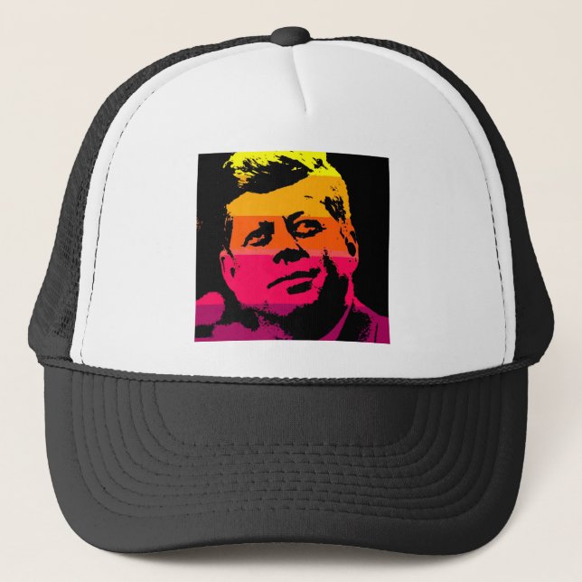 Pop Art Jack JFK John F. Kennedy Trucker Hat (Front)