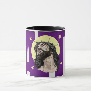Pop Art Jesus Christ Purple Faith Mug - Taza Crist