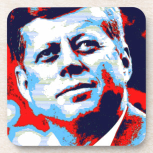 Pop Art JFK John F. Kennedy Red Blue Coaster