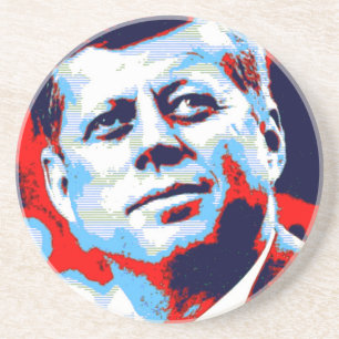 Pop Art JFK John F. Kennedy Red Blue Coaster