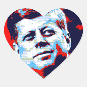 Pop Art JFK John F. Kennedy Red Blue Heart Sticker
