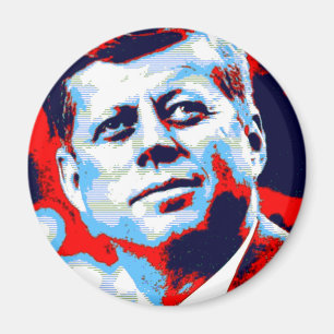 Pop Art JFK John F. Kennedy Red Blue Magnet