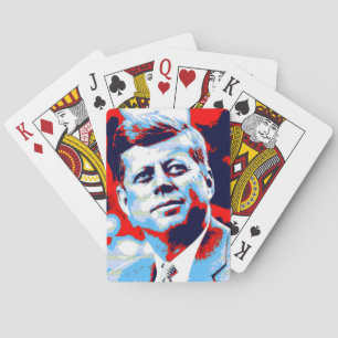 Pop Art JFK John F. Kennedy Red Blue Playing Cards