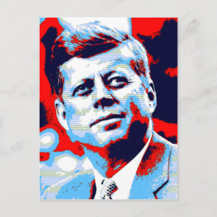 Pop Art JFK John F. Kennedy Red Blue Postcard