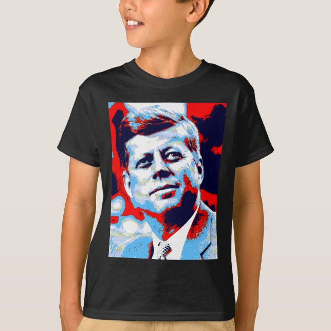 Pop Art JFK John F. Kennedy Red Blue T-Shirt (Front)