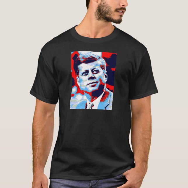Pop Art JFK John F. Kennedy Red Blue T-Shirt (Front)