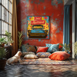 Pop Art: Just Married Retro Photo Print<br><div class="desc">This vibrant pop art design celebrates love with a retro twist, featuring a classic old car decorated with the 'Just Married' sign and hearts in a colorful background. Perfect for newlyweds and lovers of vintage style, this poster adds a cheerful and nostalgic touch to any space. Ideal for decorating homes...</div>