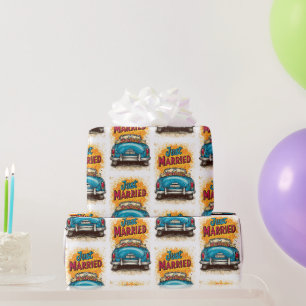 Pop Art Just Married Wrapping Paper