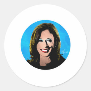 POP ART KAMALA HARRIS PORTRAIT CLASSIC ROUND STICKER